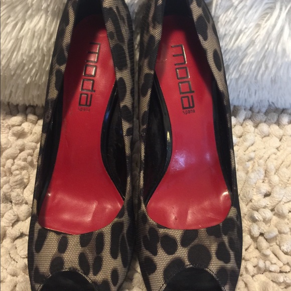 Moda Spana Cheetah Print Peep Toe Heels Sz 7 - Picture 2 of 10